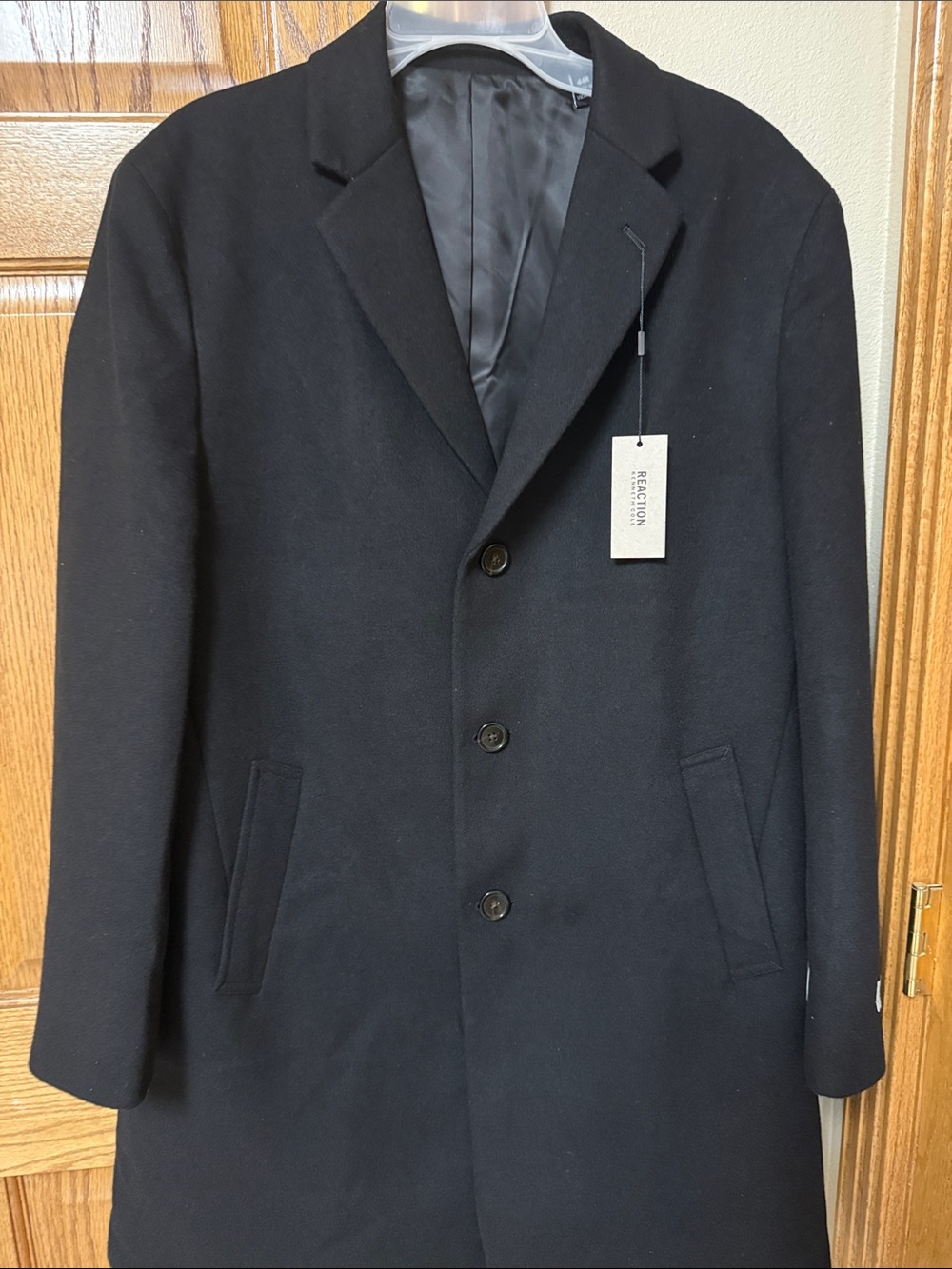 Reaction Kenneth Cole Black Single-Breasted Wool Coat